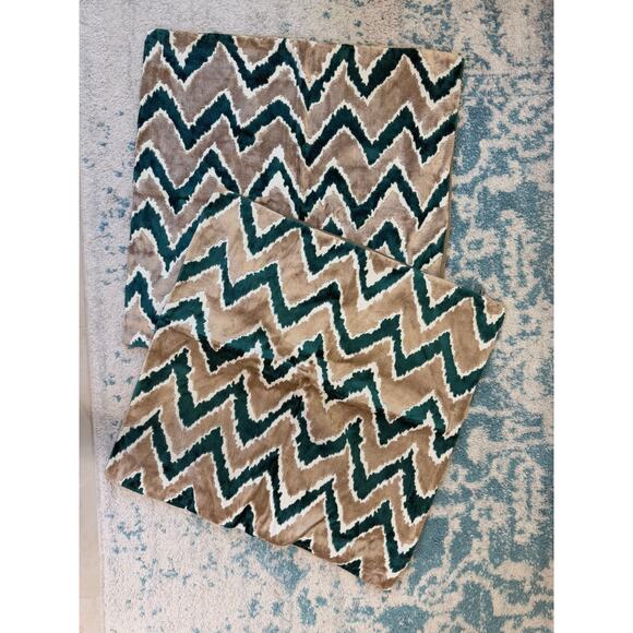 Boutique Other - boutique tan brown beige green velvet zigzag missoni style deco pillow shams